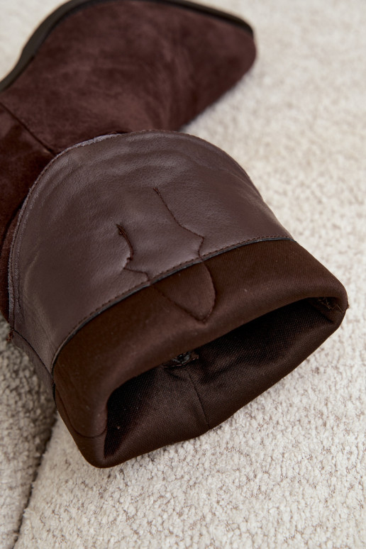 Botas cowboy de cano alto com salto em cor chocolate Hartley