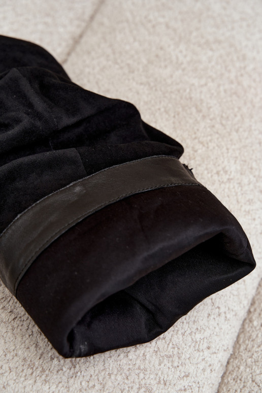 Botas pretas amassadas até o joelho com salto kitten de camurça LoĮen
