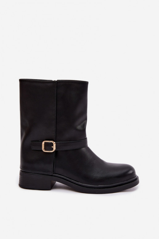Botins isolados femininos com fivelas na cor preta Corley