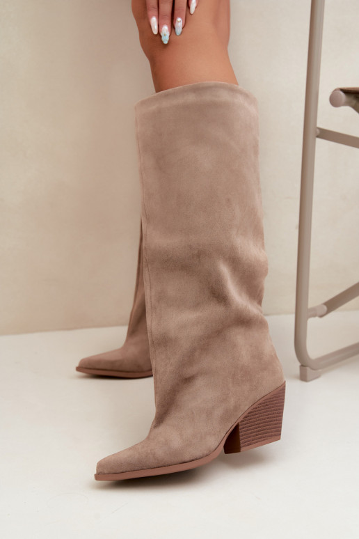 Botas altas khaki de slip-on com saltos e bico fino Blenia