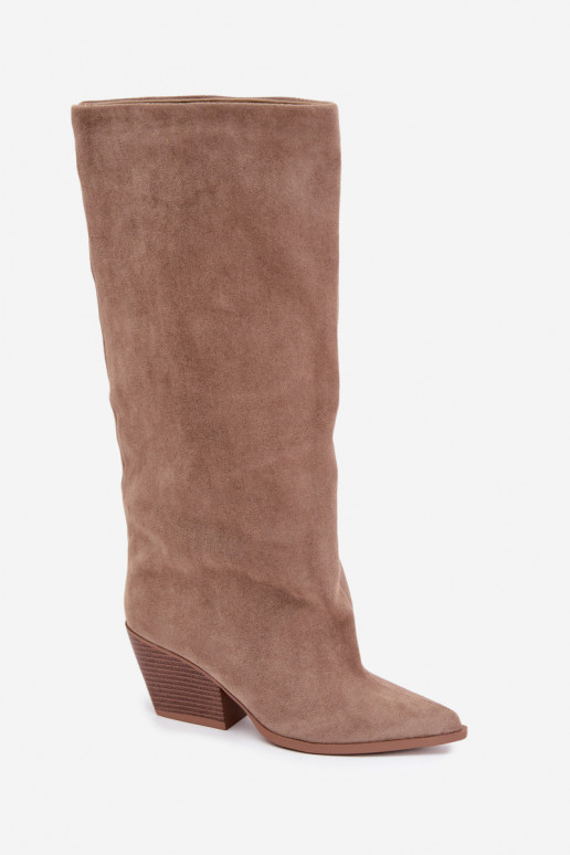 Botas altas khaki de slip-on com saltos e bico fino Blenia