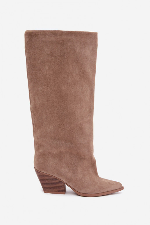 Botas altas khaki de slip-on com saltos e bico fino Blenia