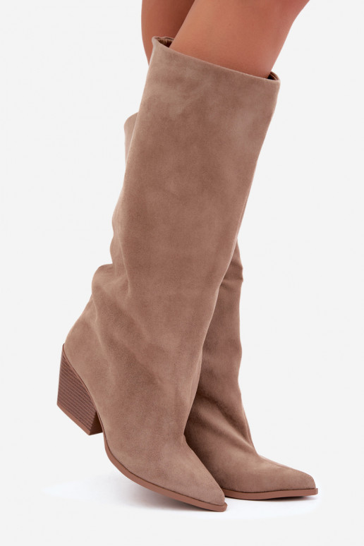 Botas altas khaki de slip-on com saltos e bico fino Blenia