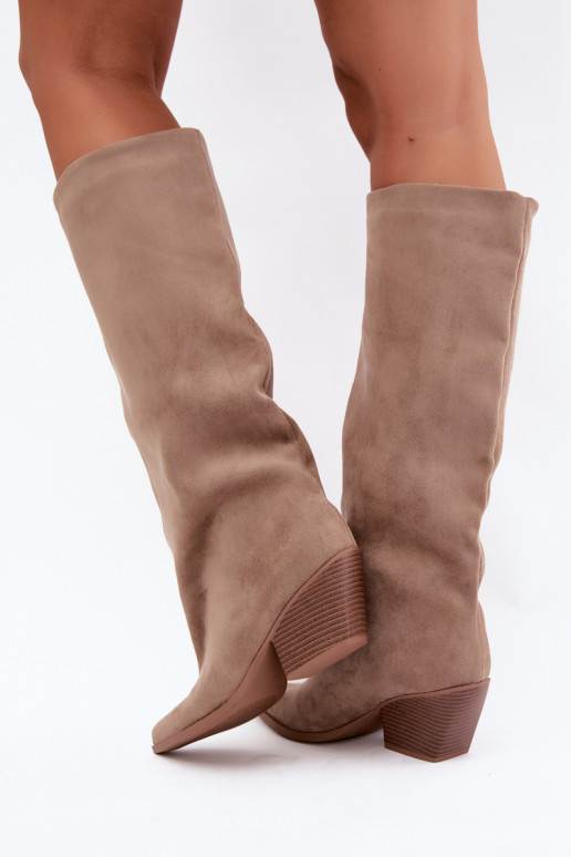Botas altas khaki de slip-on com saltos e bico fino Blenia