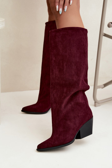 Botas altas bordeaux de slip-on com saltos e bico fino Blenia 2