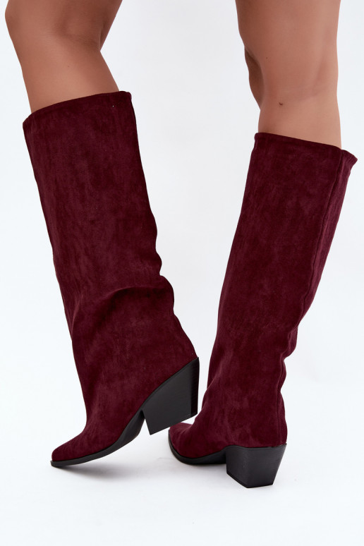 Botas altas bordeaux de slip-on com saltos e bico fino Blenia