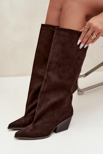 Botas altas de chocolate de slip-on com saltos e bico fino Blenia 2