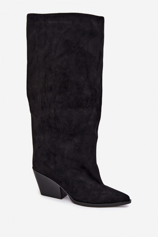 Botas altas pretas de slip-on com saltos e bico fino Blenia