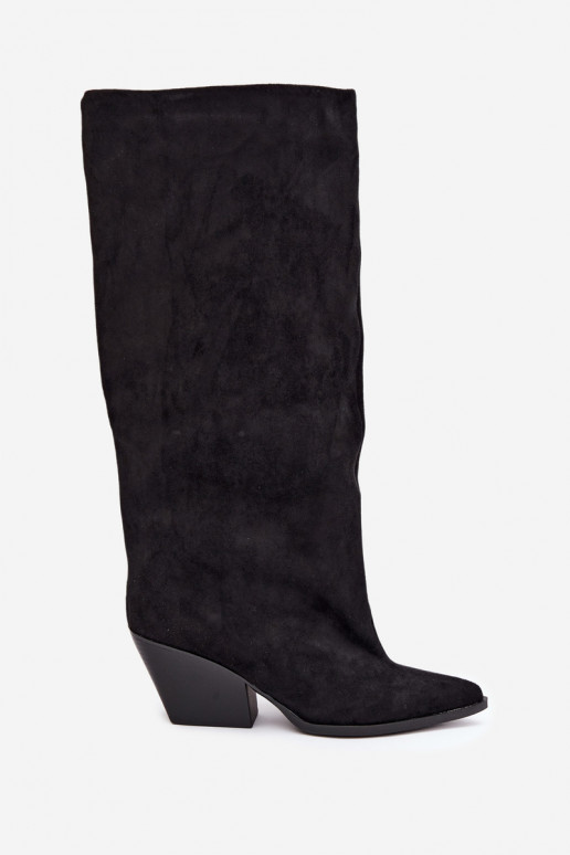 Botas altas pretas de slip-on com saltos e bico fino Blenia