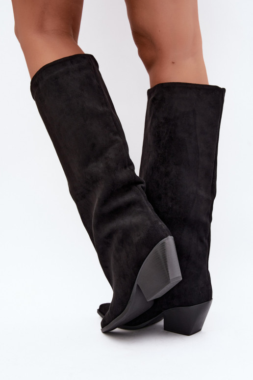 Botas altas pretas de slip-on com saltos e bico fino Blenia