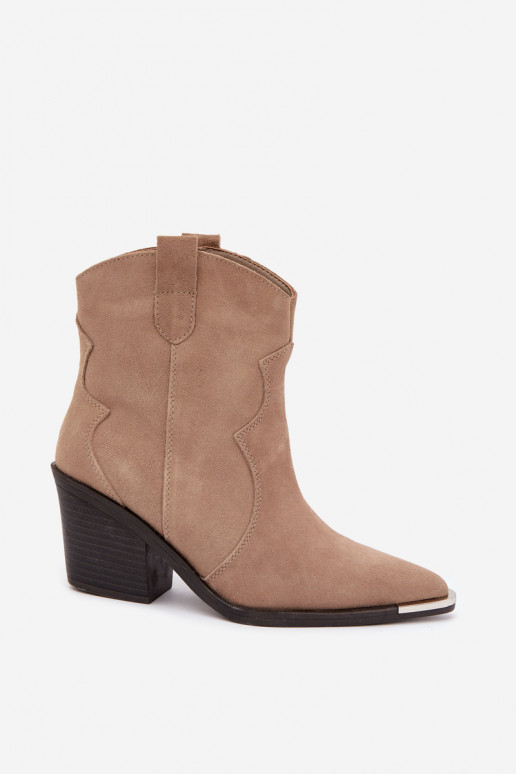 Botas isoladas de camurça khaki de estilo cowboy com saltos Pelsa