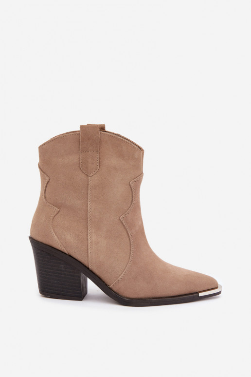 Botas isoladas de camurça khaki de estilo cowboy com saltos Pelsa
