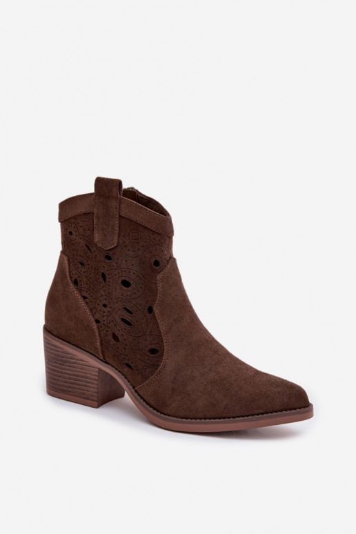botins femininos estilo cowboy com detalhes recortados CzekoladoĮe Nolvina