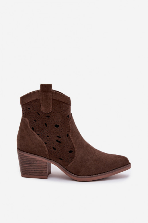 botins femininos estilo cowboy com detalhes recortados CzekoladoĮe Nolvina