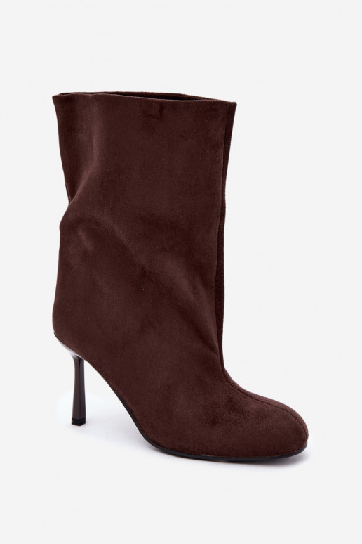 Botins de cor chocolate com saltos finos Slouchy Penrose