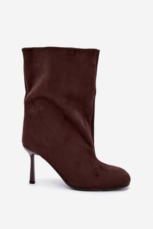 Botins de cor chocolate com saltos finos Slouchy Penrose