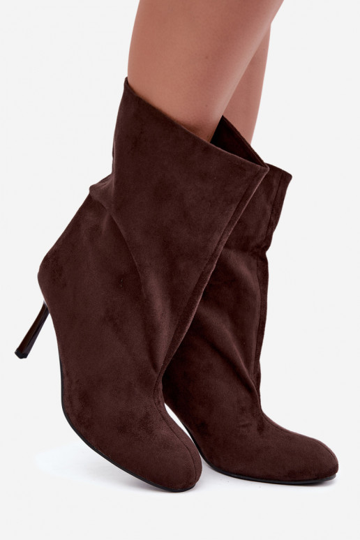 Botins de cor chocolate com saltos finos Slouchy Penrose