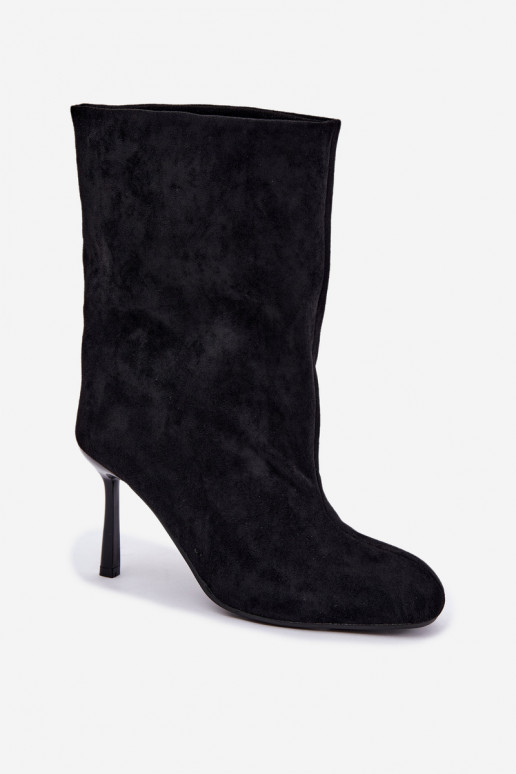 Botins pretos com saltos finos Slouchy Penrose