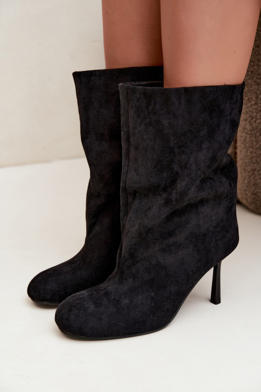 Botins pretos com saltos finos Slouchy Penrose