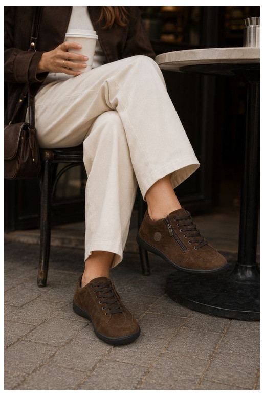 Sapatos femininos em camurça sintética chocolate Brindle