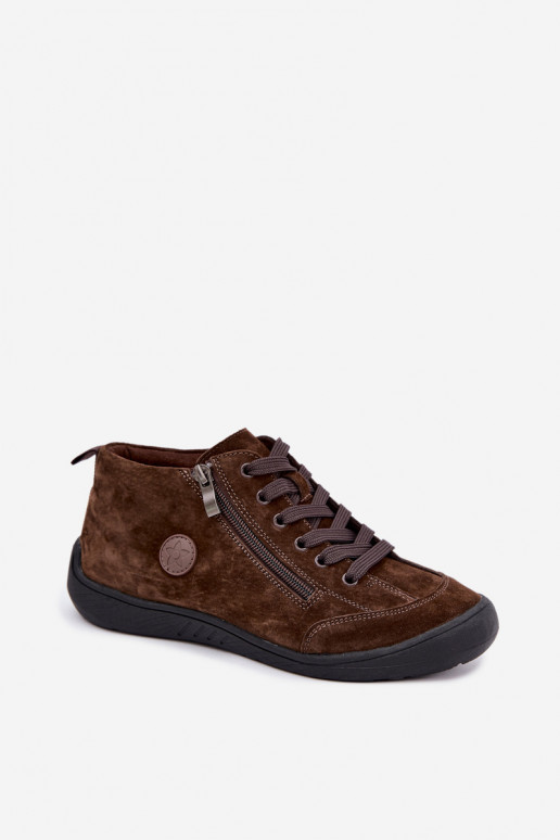 Sapatos femininos em camurça sintética chocolate Brindle