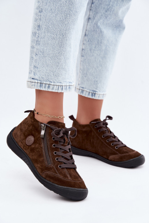 Sapatos femininos em camurça sintética chocolate Brindle