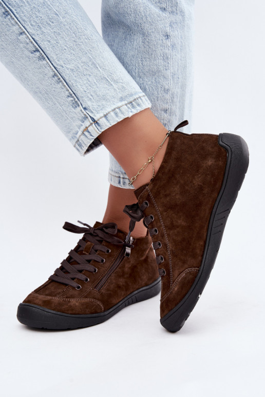 Sapatos femininos em camurça sintética chocolate Brindle