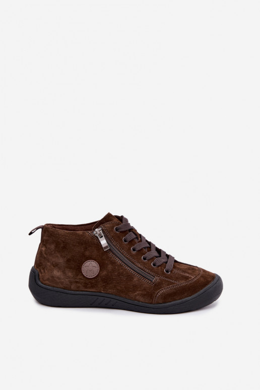 Sapatos femininos em camurça sintética chocolate Brindle