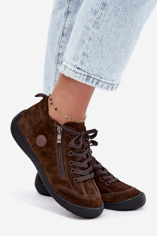 Sapatos femininos em camurça sintética chocolate Brindle
