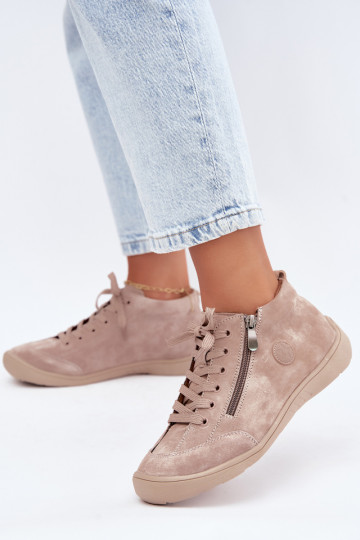 Sapatos femininos em camurça sintética areia Brindle 2