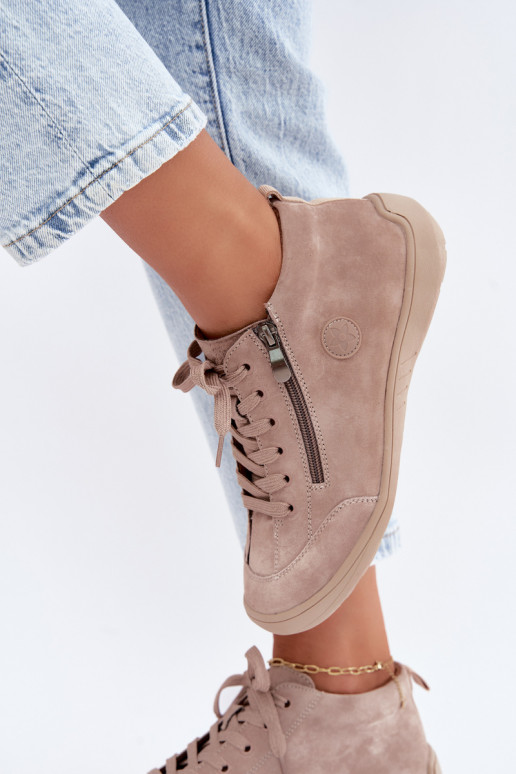 Sapatos femininos em camurça sintética areia Brindle