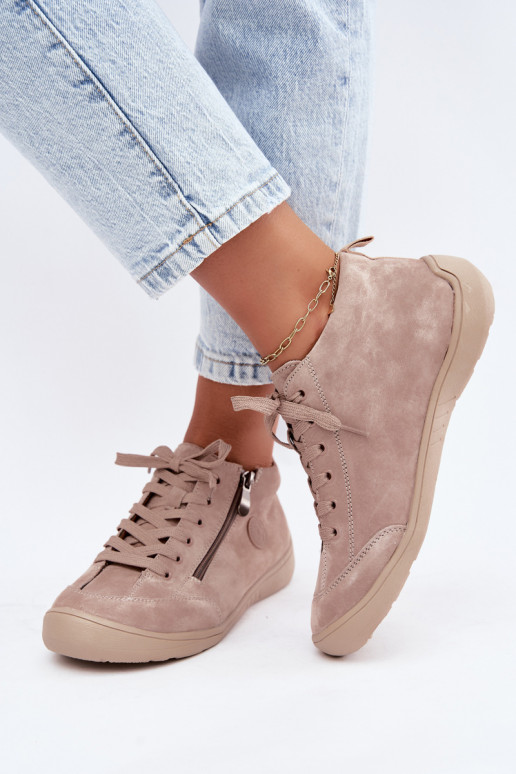 Sapatos femininos em camurça sintética areia Brindle