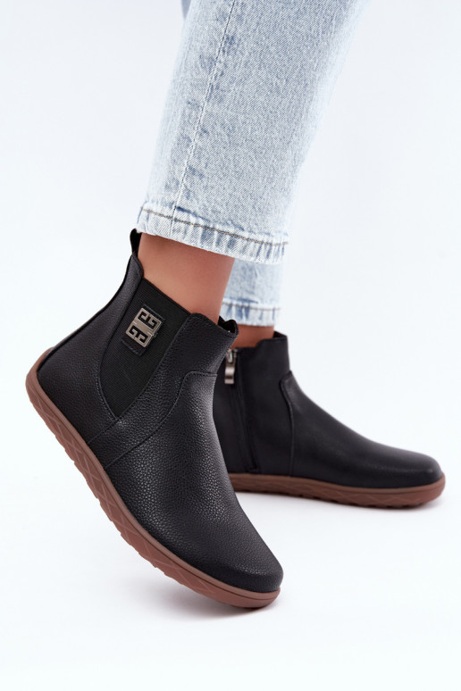 Sapatos de couro pretos Barefoot Altie