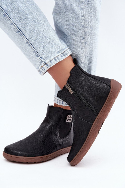 Sapatos de couro pretos Barefoot Altie