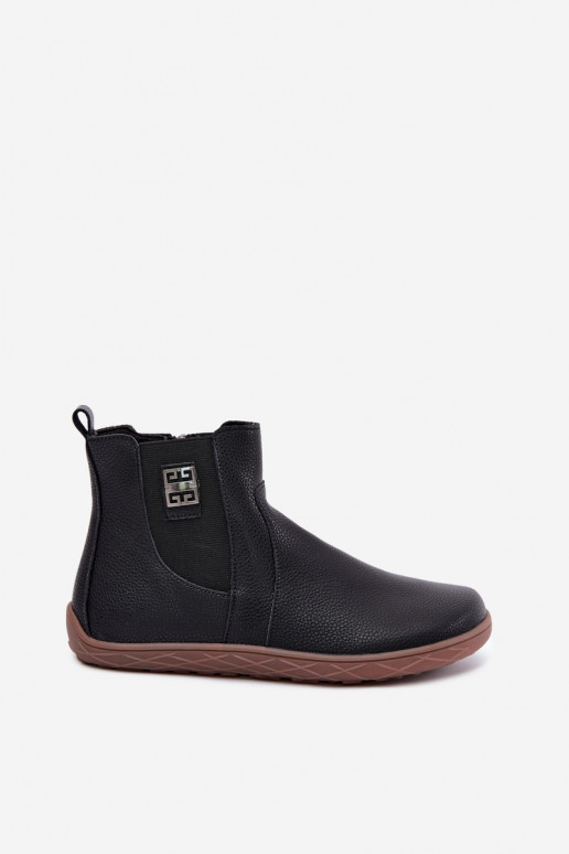 Sapatos de couro pretos Barefoot Altie