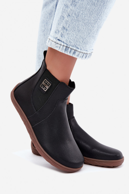 Sapatos de couro pretos Barefoot Altie