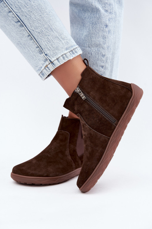 Sapatos de camurça cor chocolate Barefoot Altie