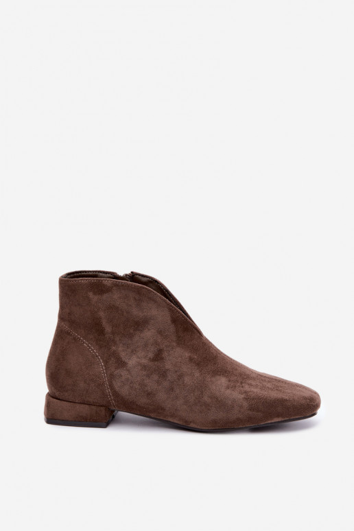 Botins baixos caqui Cut Out com saltos largos Canella