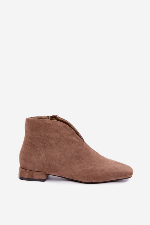 Botins de cor areia baixos Cut Out com saltos largos Canella