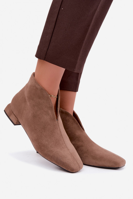 Botins de cor areia baixos Cut Out com saltos largos Canella