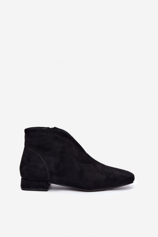 Botins pretos baixos Cut Out com saltos largos Canella
