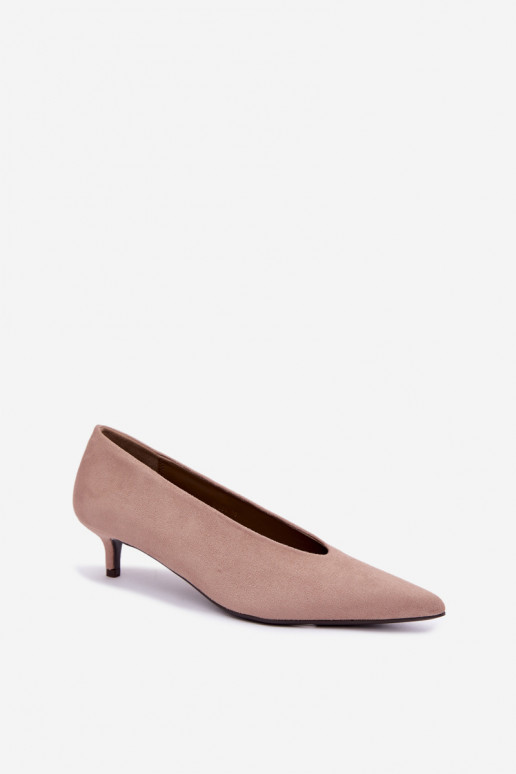 Sapatos de camurça de cor areia com Kitten Heel Nuretta
