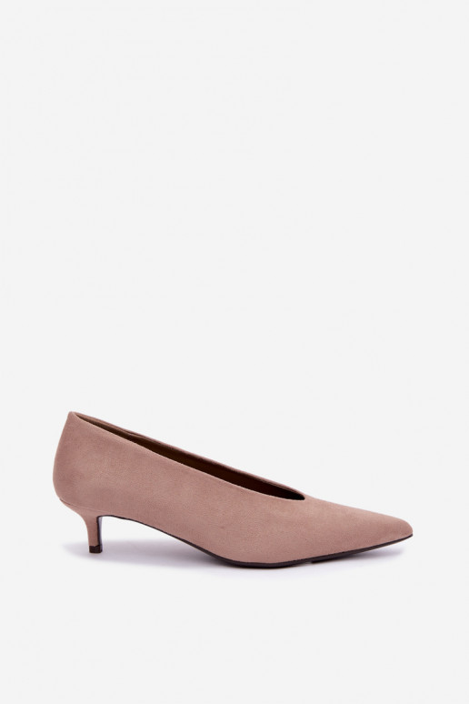 Sapatos de camurça de cor areia com Kitten Heel Nuretta