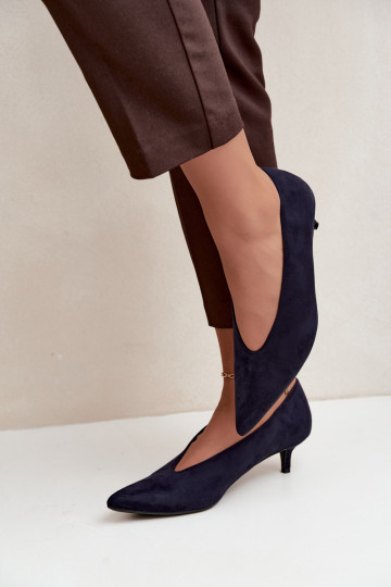 Sapatos de camurça azul escuro com Kitten Heel Nuretta