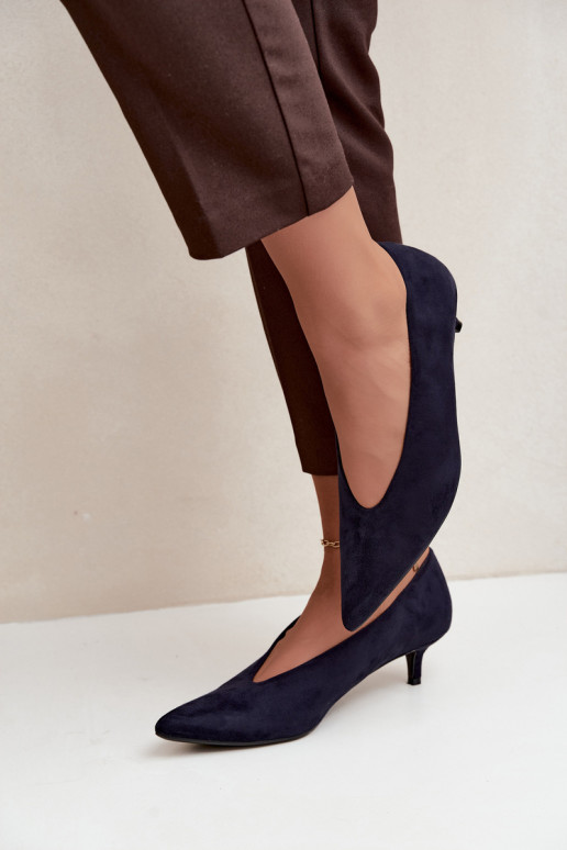 Sapatos de camurça azul escuro com Kitten Heel Nuretta
