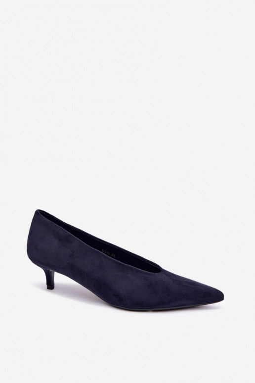 Sapatos de camurça azul escuro com Kitten Heel Nuretta