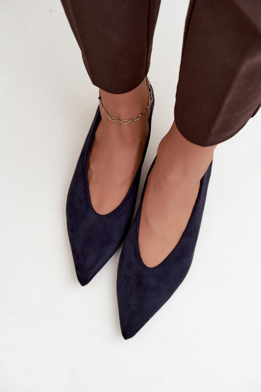 Sapatos de camurça azul escuro com Kitten Heel Nuretta