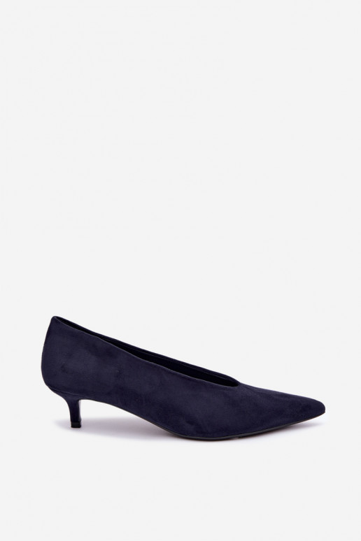 Sapatos de camurça azul escuro com Kitten Heel Nuretta