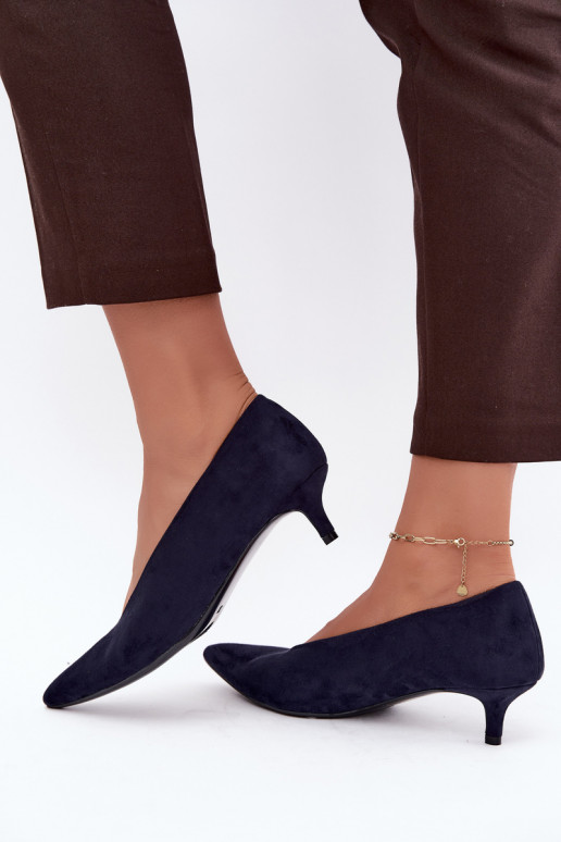 Sapatos de camurça azul escuro com Kitten Heel Nuretta