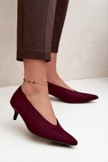 Sapatos de camurça Kitten Heel Borgonha Nuretta 2